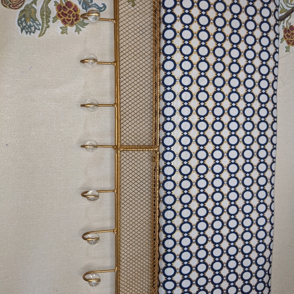 Upholstered wall key holder- Navy, gold & white - Picture 2 of 4